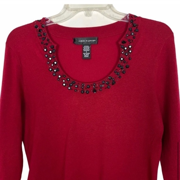 Cable Gauge Embellished Red Size S - Picture 2 of 7